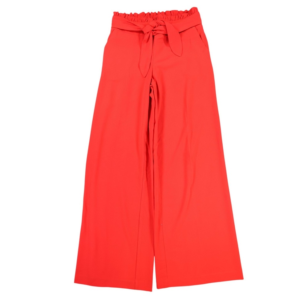 EST. 1946 Pants Womens XS Red Polyester Spandex Wide Leg Paperbag Tie Waist